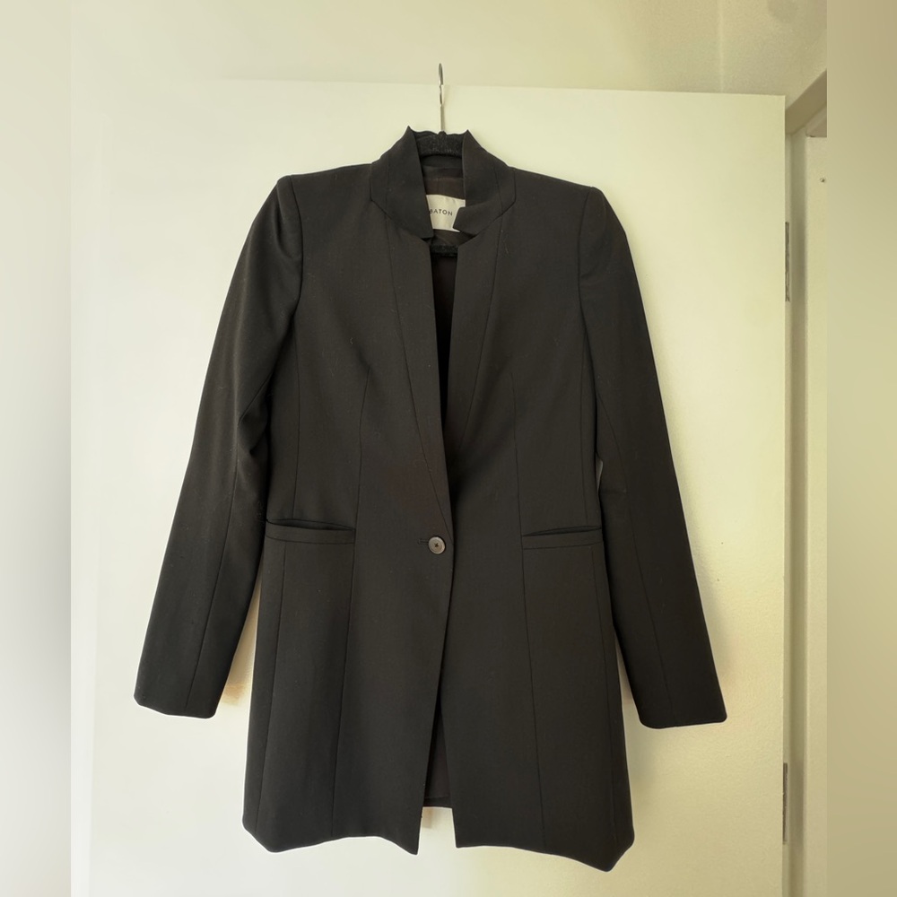 Babaton Black Tailored Blazer with Notched Lapels and Matching Shorts